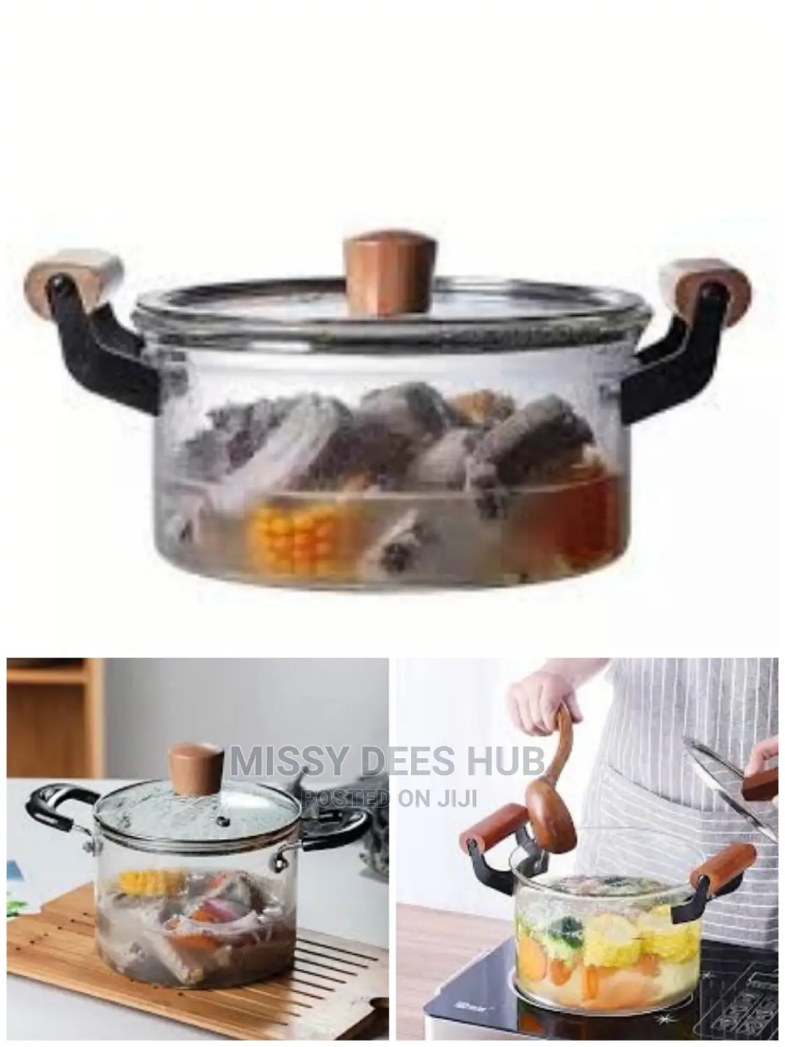 2.5L Transparent Glass Cooking Pot