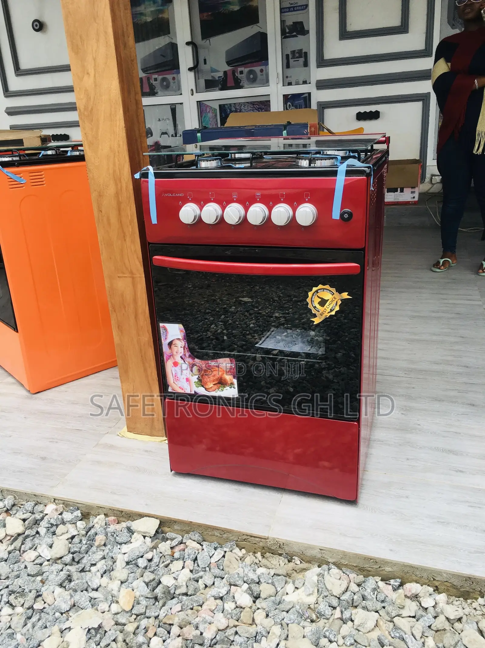Volcano Red Gas 4 Burner Oven With Grill