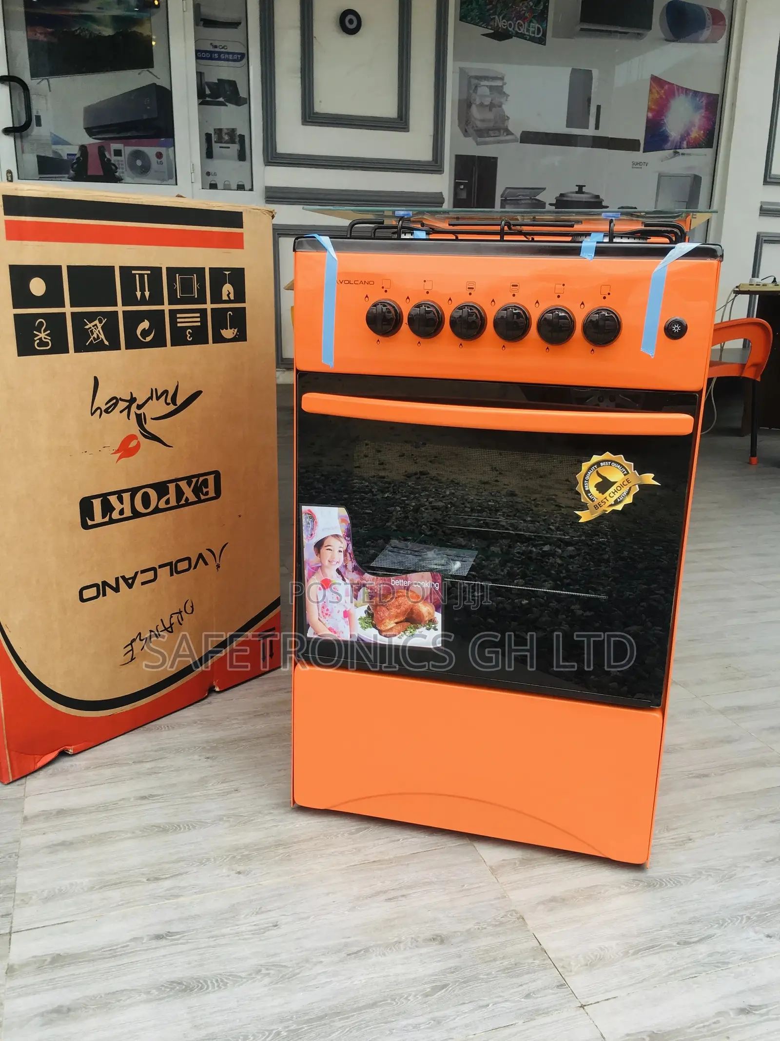 Orange Volcano 4 Gas Burner Oven With Grill
