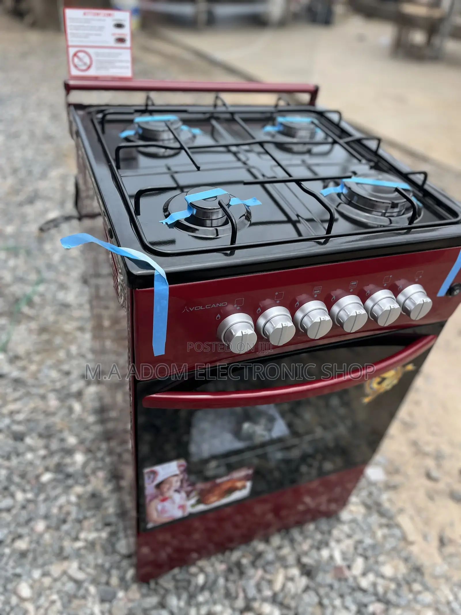 Volcano Wine Colour 4 Burner Gas Cooker With Oven