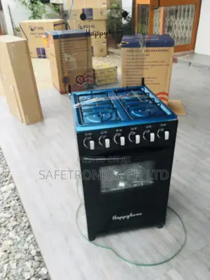 Happy Home Black 4 Gas Burner Oven With Grill