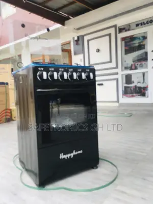 Black Happy Home 4 Burner Gas Oven With Grill