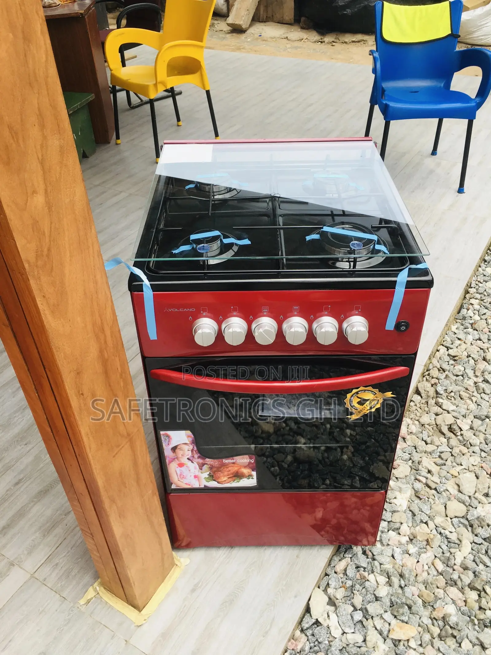Red Volcano 4 Gas Burner Oven With Grill Stove