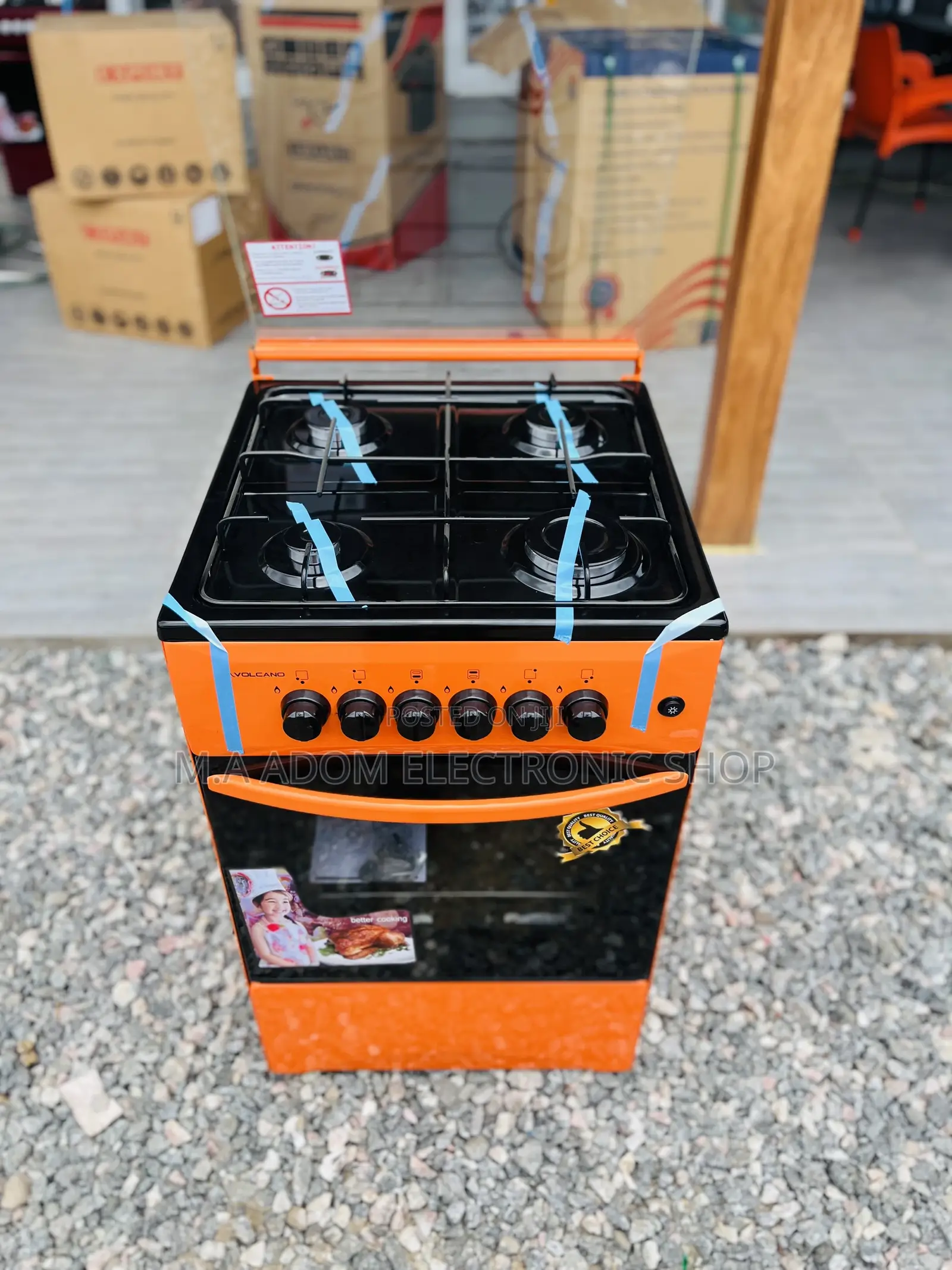 Orange Colour 4 Burner Gas Cooker With Oven