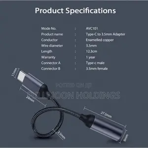 TYPE C to 3.5mm Jack, Headphone Connector
