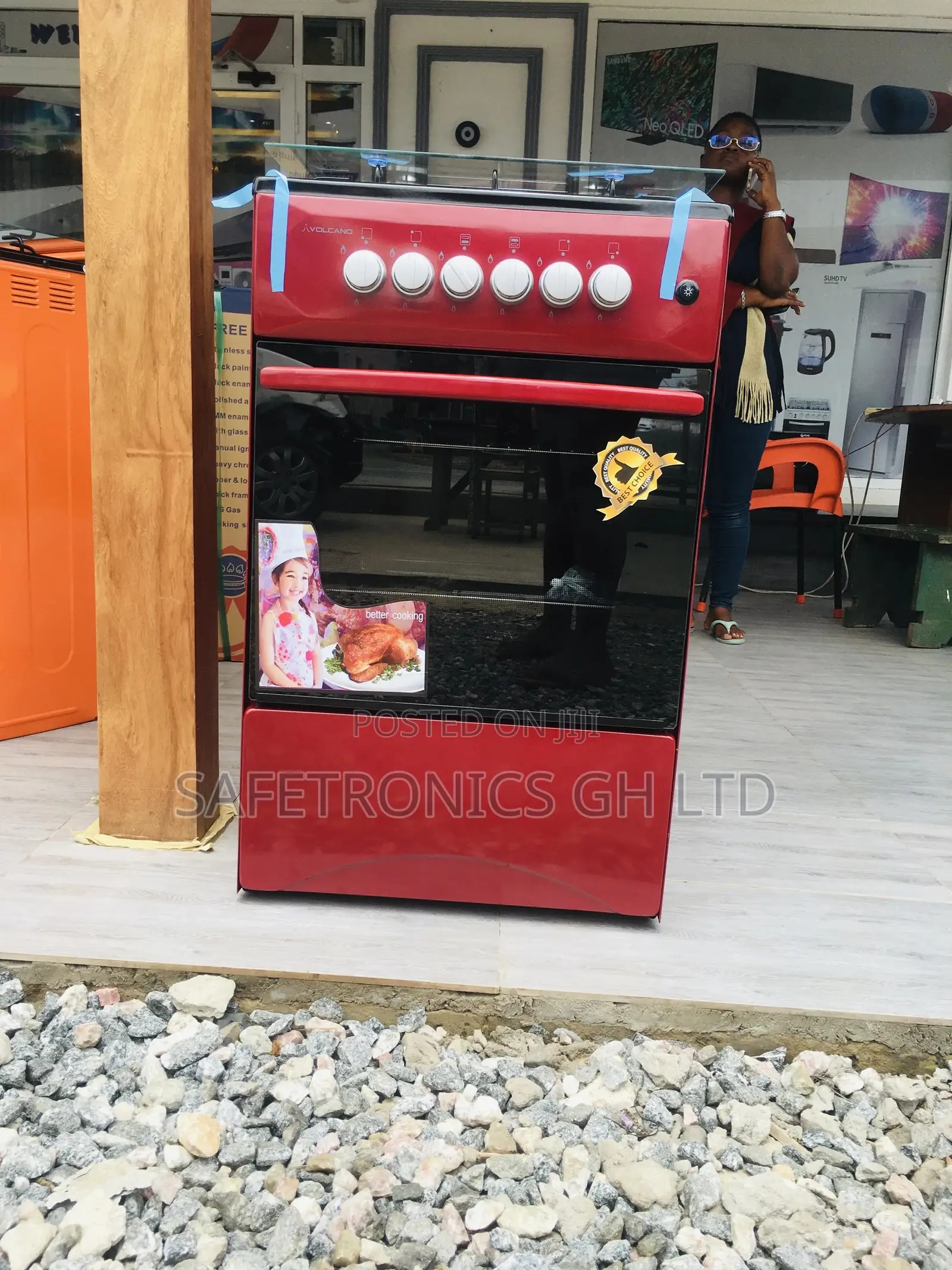 4 Burner Gas Cooker 50×50 Oven and Grill Volcano Red