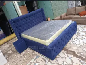 Queen Size Bed Frame and Mattress With Side Drawer
