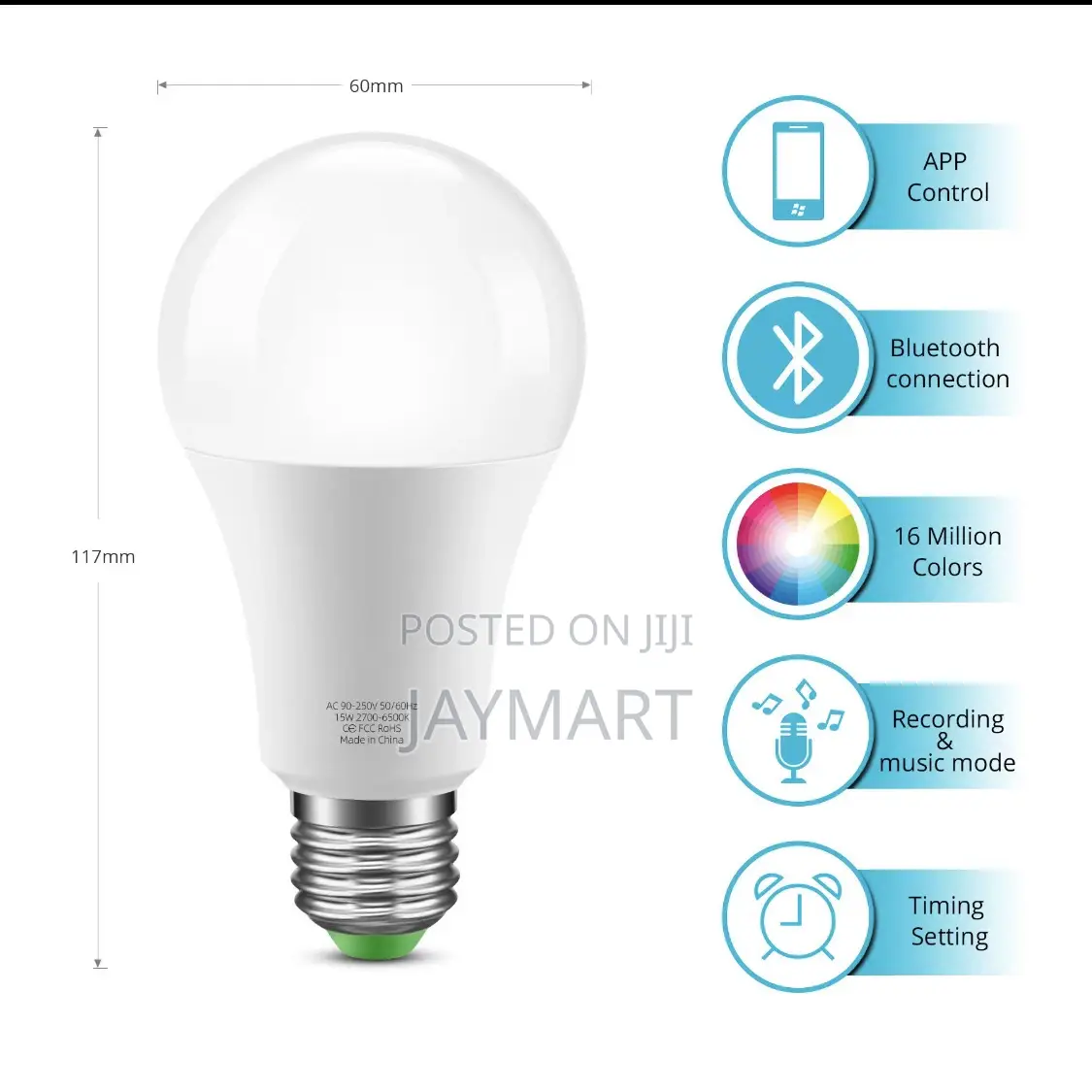 RGB Bluetooth Smart Light Bulb. E27 10w