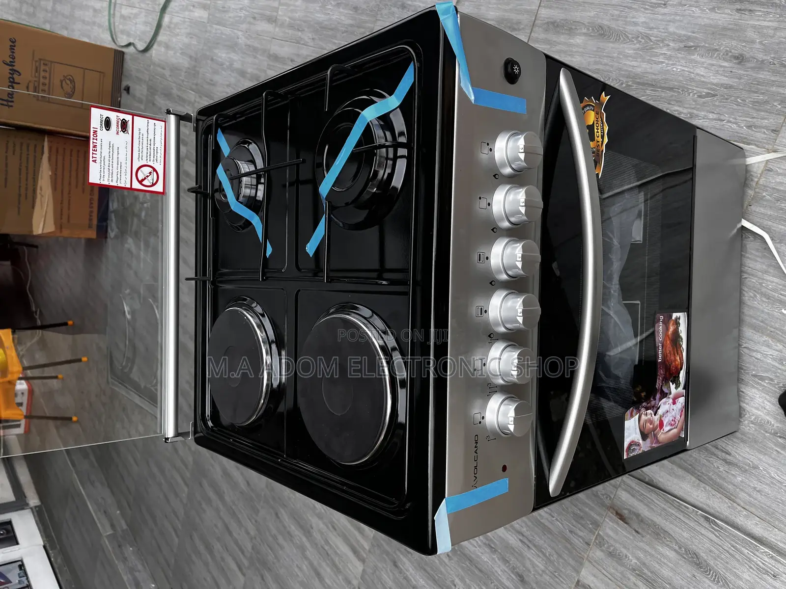 Silver Black Colour Volcano Gas Cooker 50x50