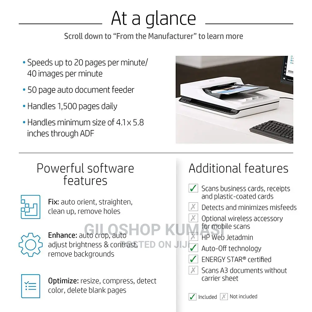 Hp Scanjet Pro 2500 F1 Flatbed Ocr Scanner