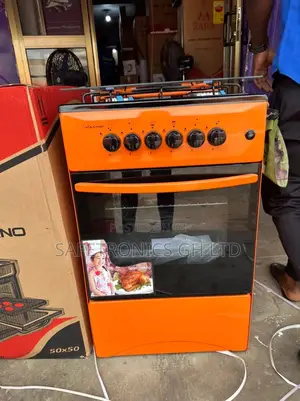 Orange 4 Gas Volcano Burner Oven With Grill