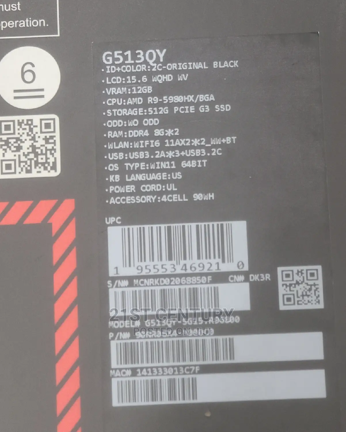 New Laptop Asus 16GB AMD Ryzen 9 SSD 512GB
