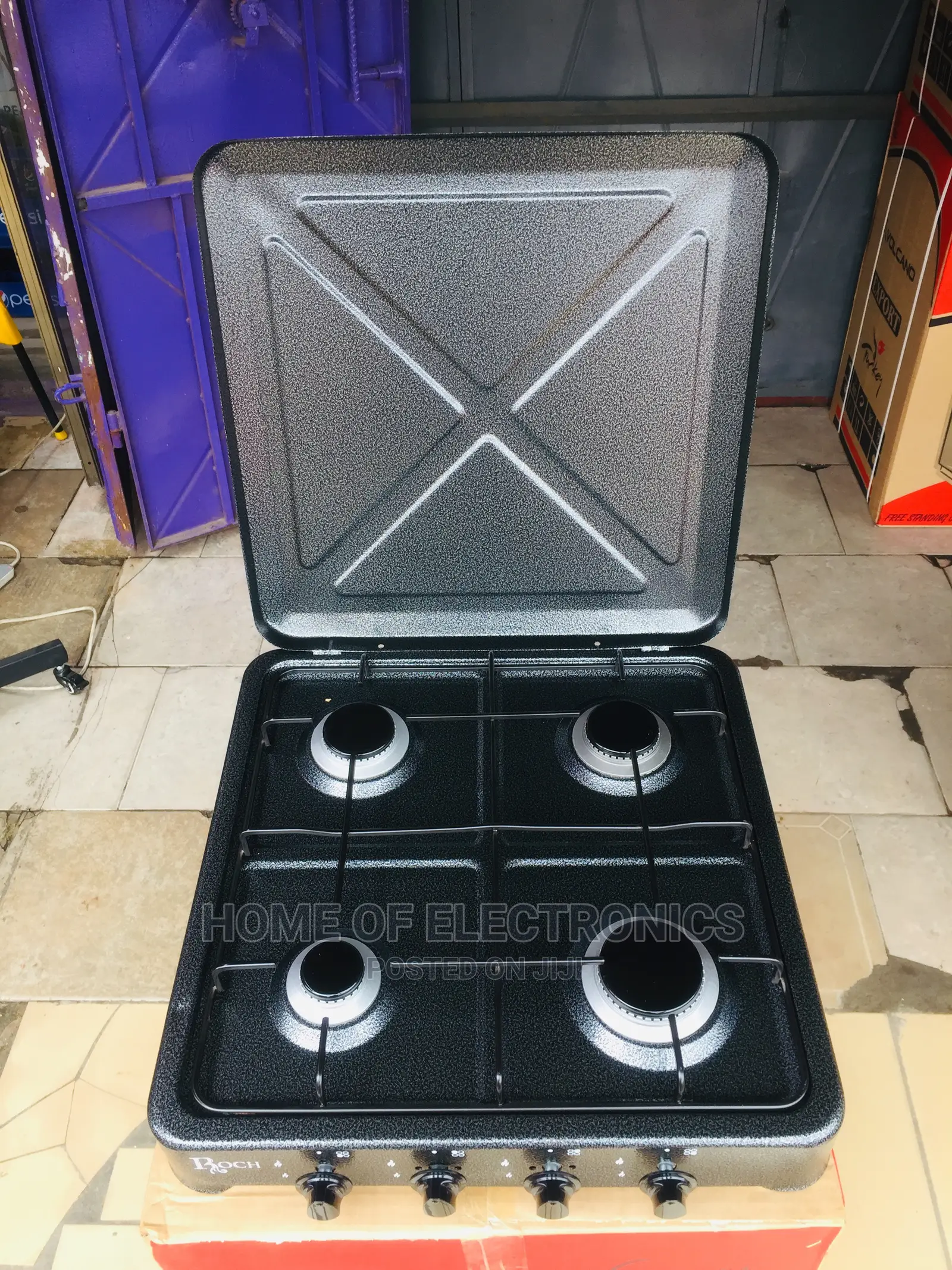 4 Burner Roch Tabletop All Gas Cooker(Matt Black)