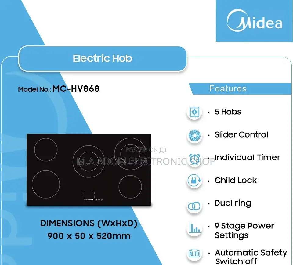 Midea 5 Burner Electric Hob Mc-Hv868