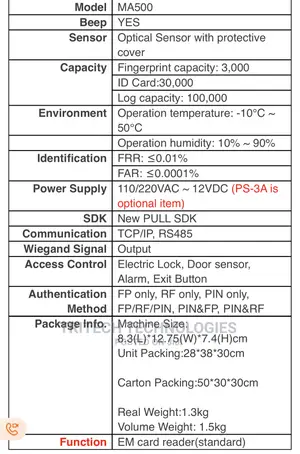 Zkteco Ma500 Access Control