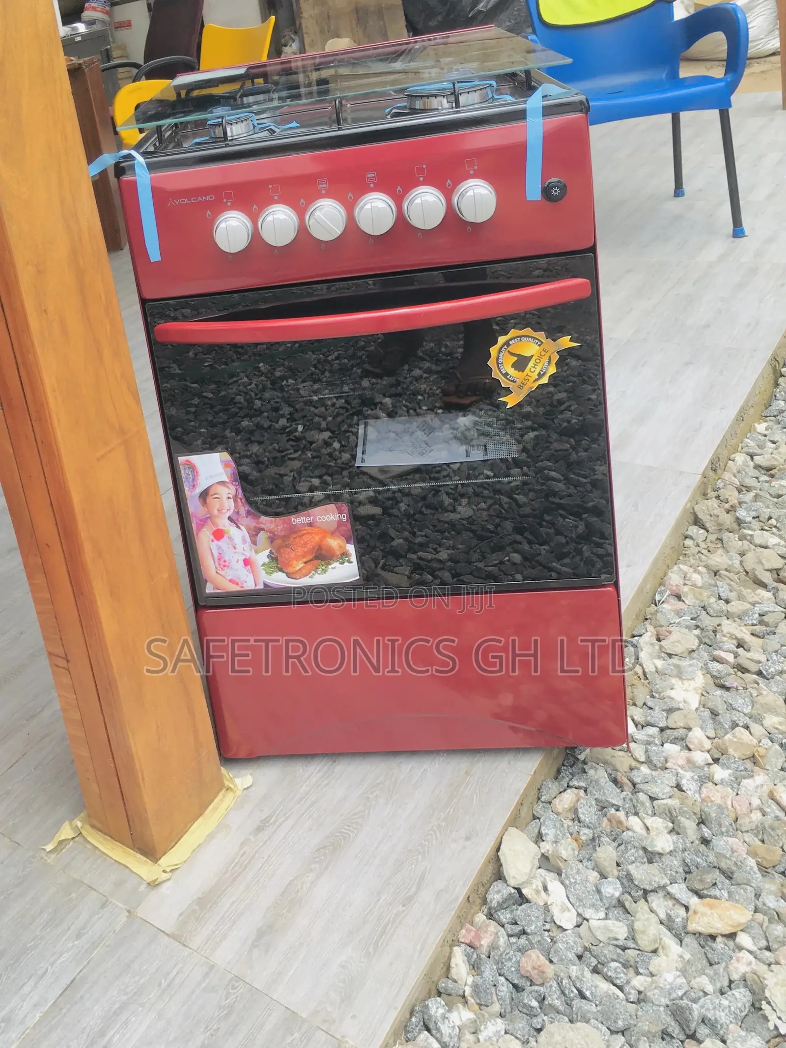 4 Burner Gas Cooker 50×50 Oven and Grill Red Volcano