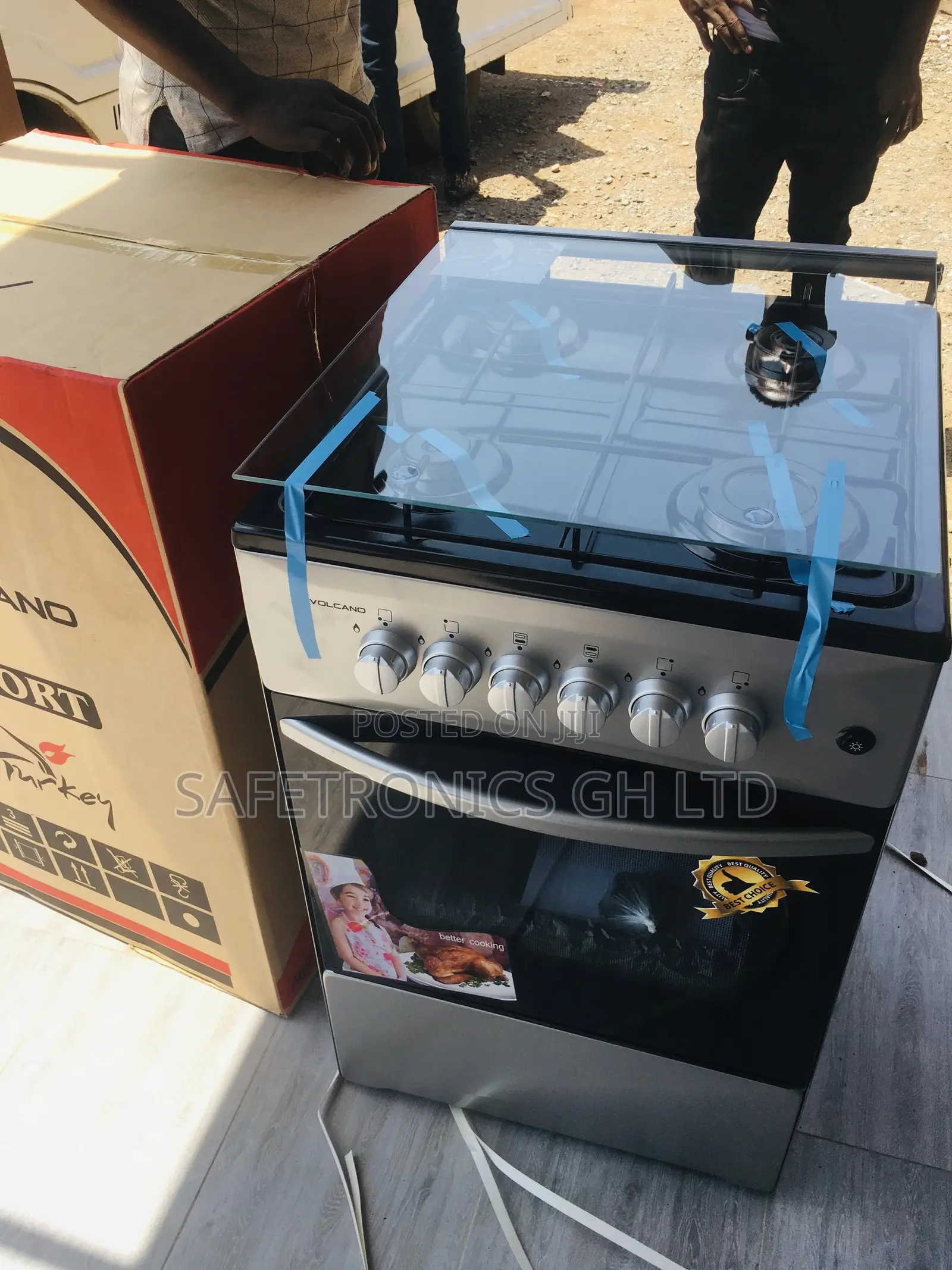 4 Burner Gas Cooker 60x60 Oven and Grill Volcano Sliver