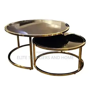 Nesting Table 2pieces With Glass Top