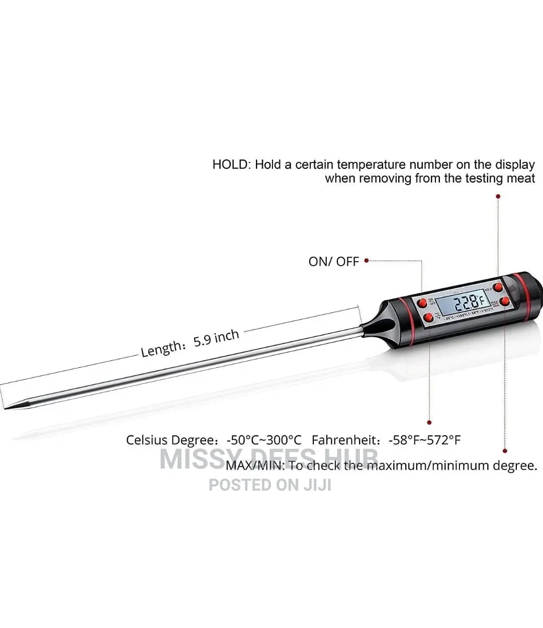 Digital Food Thermometer With Sheath