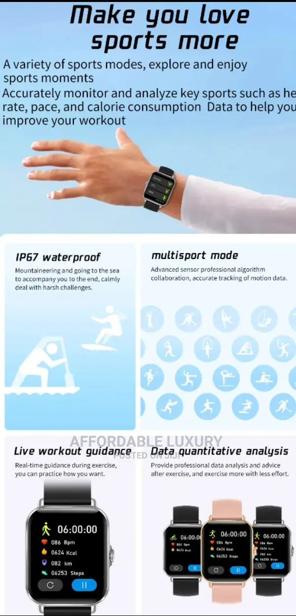 Bluetooth Fitness Tracker Touch Screen Cellphone Smart-Watch