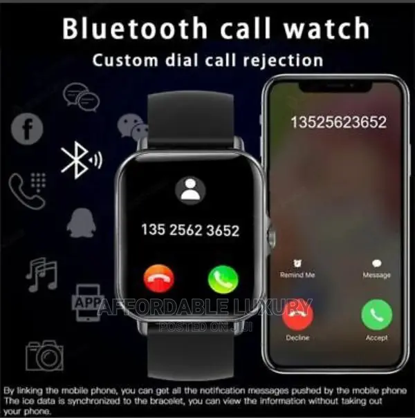 Bluetooth Fitness Tracker Touch Screen Cellphone Smart-Watch
