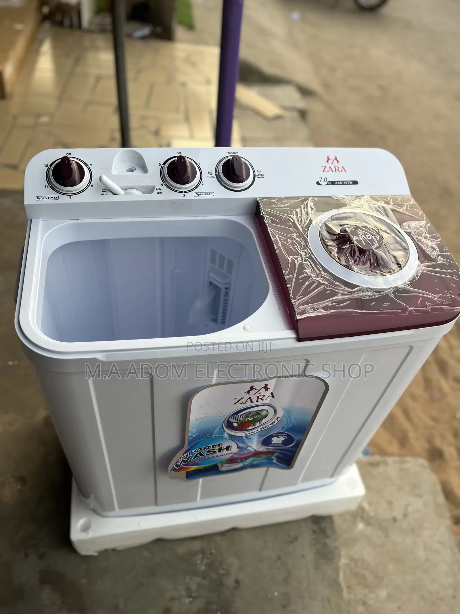 White Colour Zara 7kg Washing Machine Wash Spin Tubs