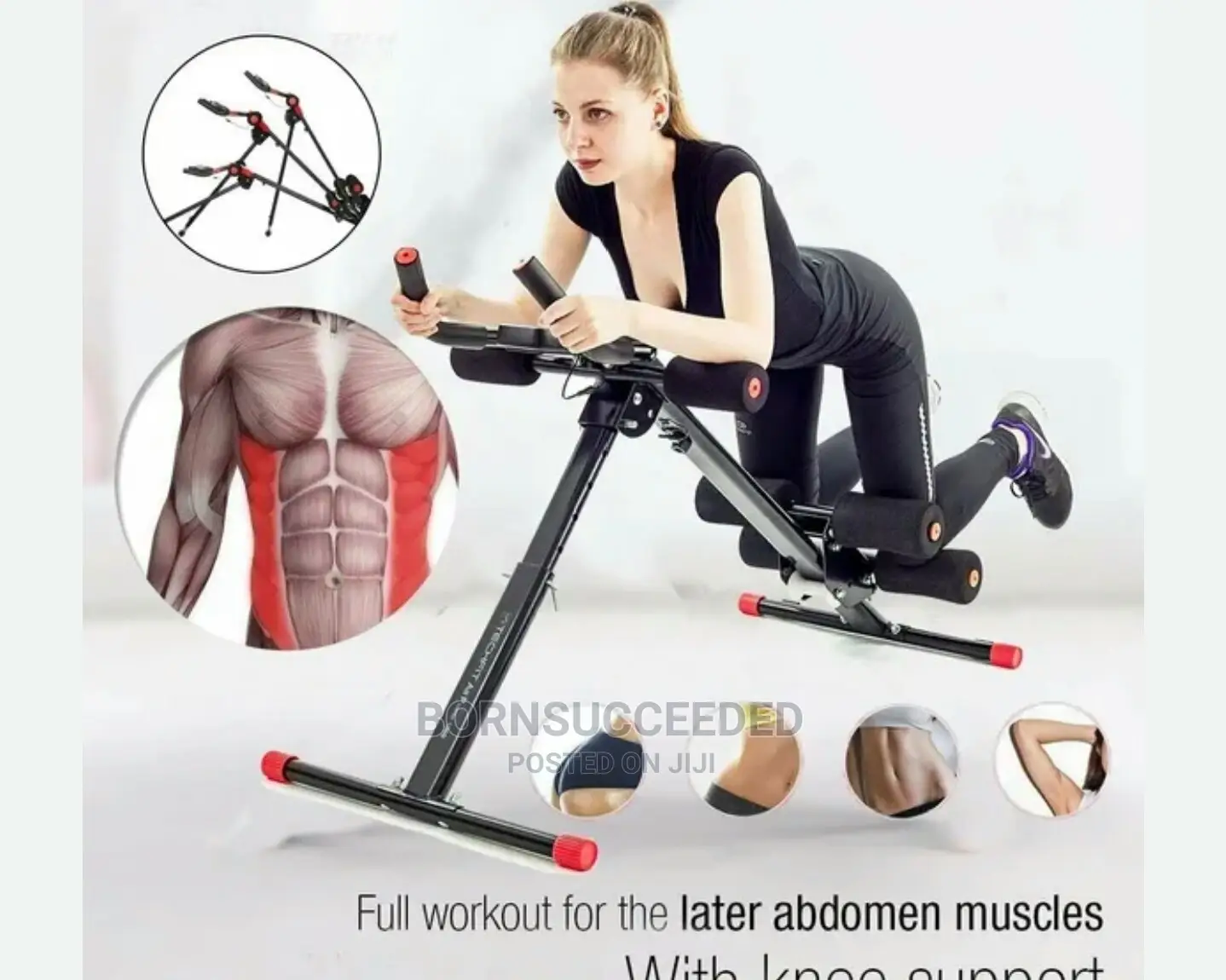 Folding Abdominal Machine With Exercise Guide Plawer