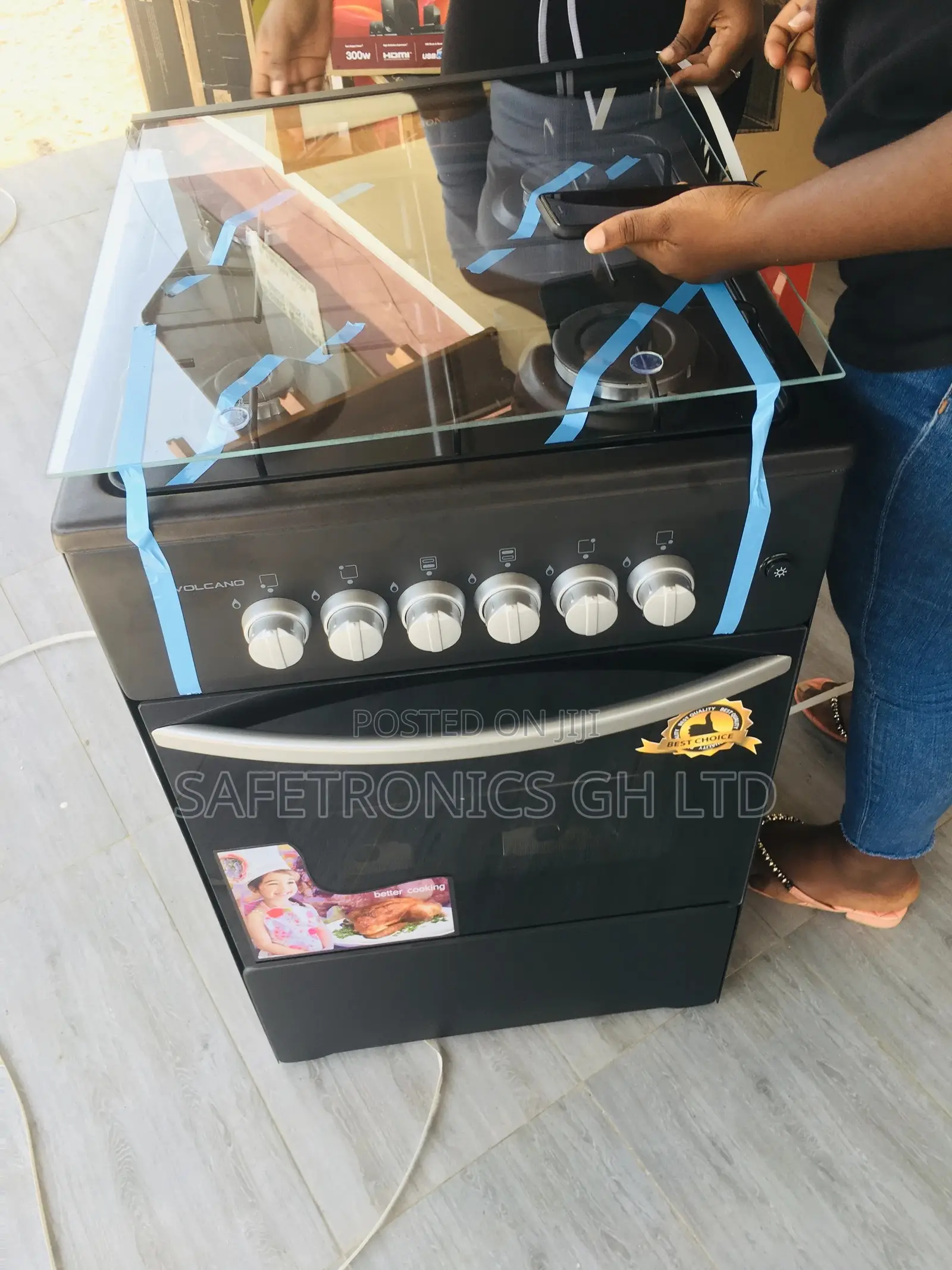 4 Gas Burner 50×55 With Oven and Grill Volcano Black