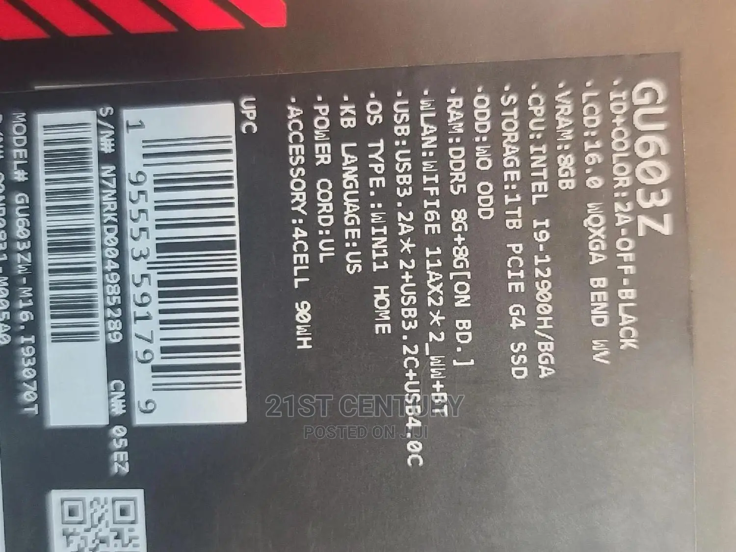 New Laptop Asus ROG Zephyrus M16 GU603HR 16GB Intel Core I9 SSD 1T