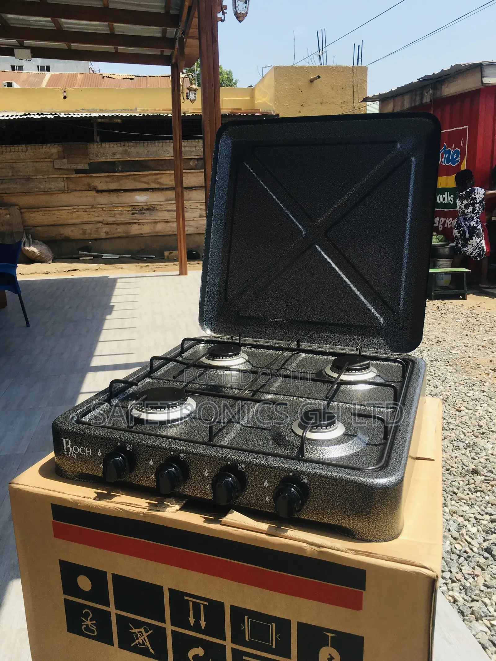 Volcano Table Top (4B) 4 Gas Burner, Metallic Steel Black