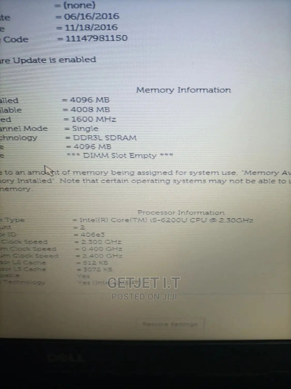 Laptop Dell 4GB Intel Core I5 SSD 256GB
