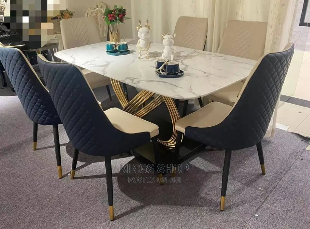 Executive Solid Marble Dining Table Set 6 Chairs