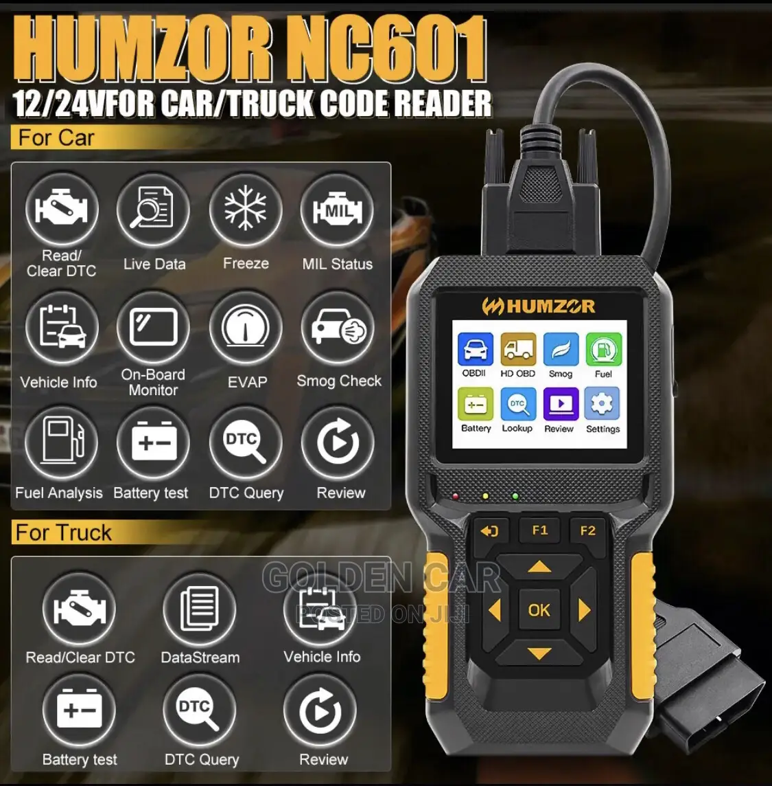 Humzor NC601 24v/12v OBD2 Car/Truck Diagnostic Scanner