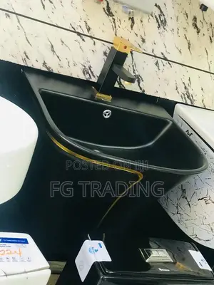 Wall Hung Basin - Black × Gold Basin - Bathroom Basin