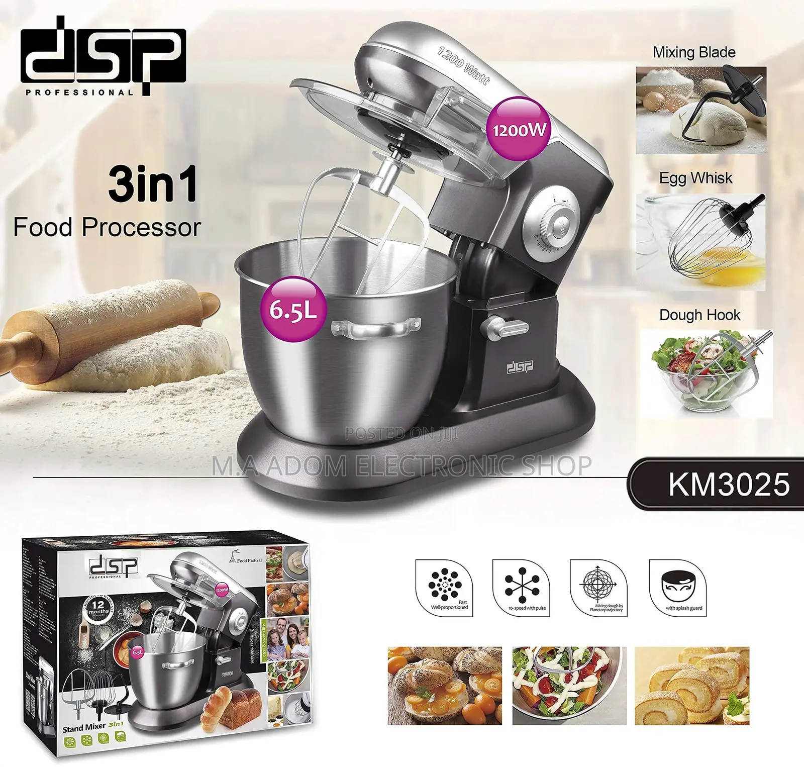 Silver DSP 1200w 6.5 Litres Mixer