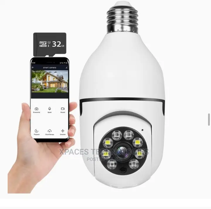 2mp Wireless Ptz Bulb Camera With Two Way Audio, V380 Pro