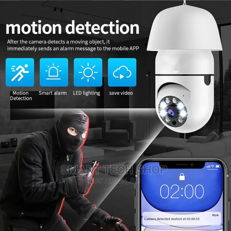 3MP Smart TUYA Wi-Fi PTZ Home Security Bulb Camera With Mic