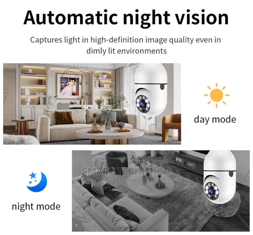 3MP Smart TUYA Wi-Fi PTZ Home Security Bulb Camera With Mic