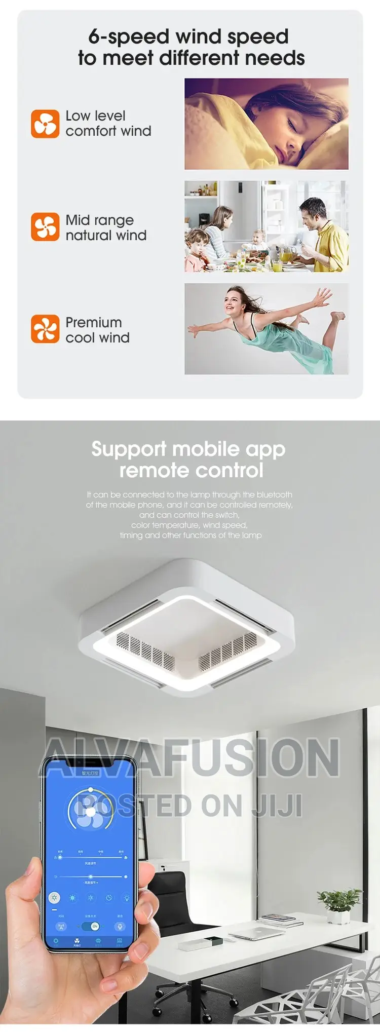 Smart Bladeless Fan Ceiling Light Intelligent Remote Control