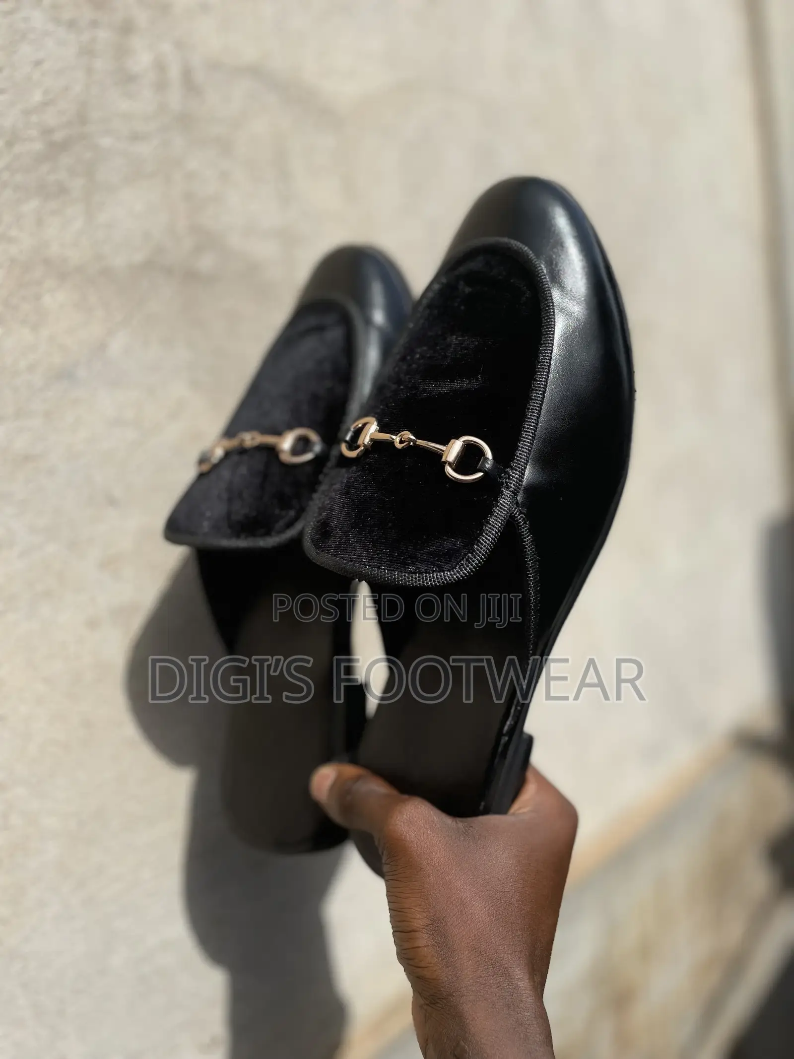 Black Velvet Half Shoe