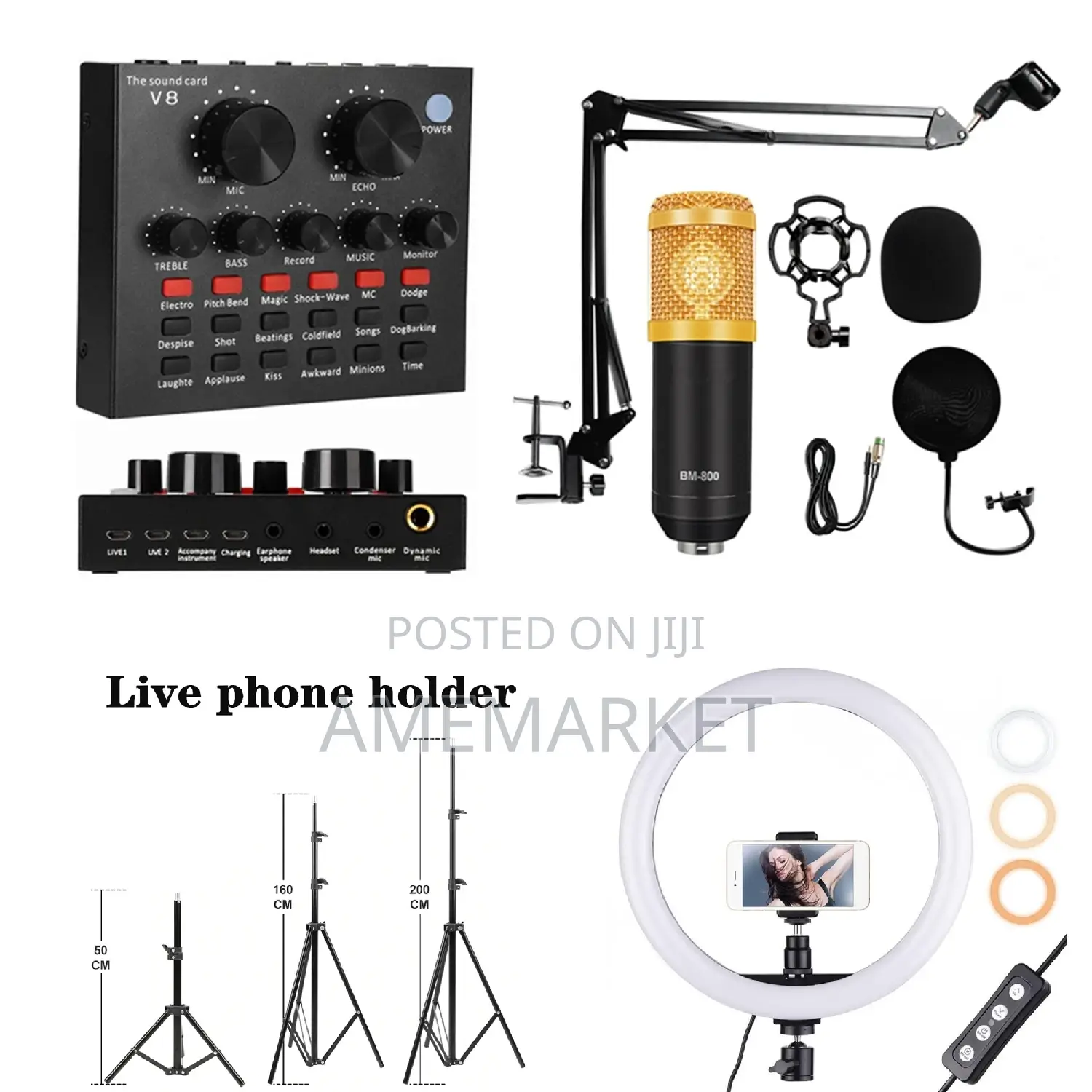 Ring Light Tripod Stand With Studio Microphone Condenser Set