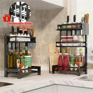 3 Layers Kitchen Spice Storage Rack - Black