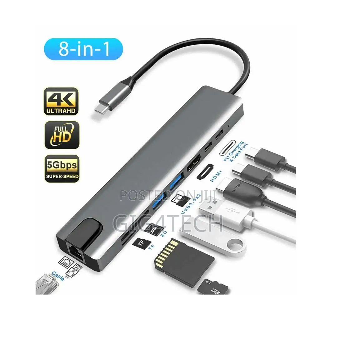 8 In1 Multi-Port Type C to Usb C Hdmi Adapter Usb 3.0
