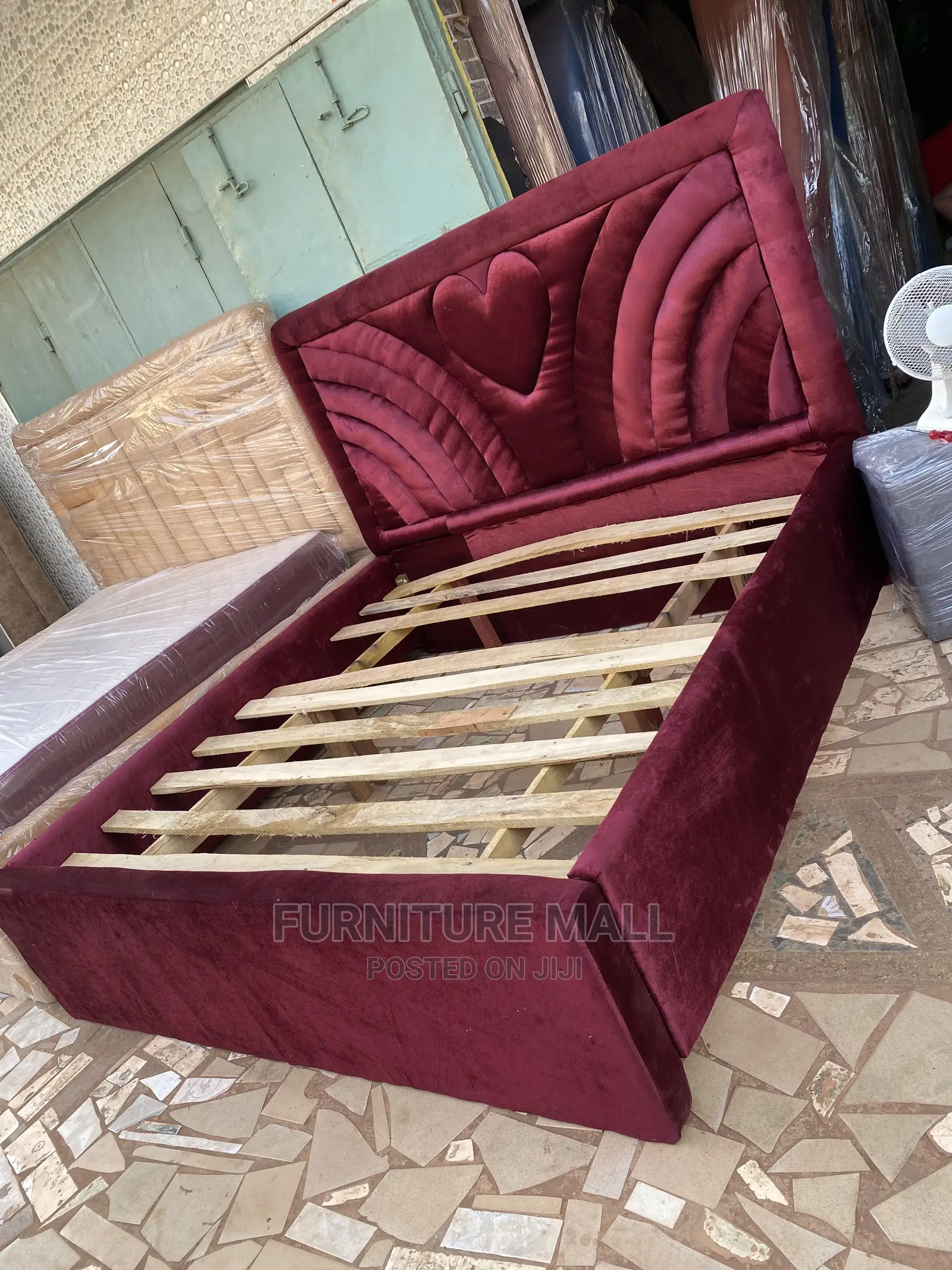 Wine Colored Sugar Bed Frame ( Queensize ). Free Delivery