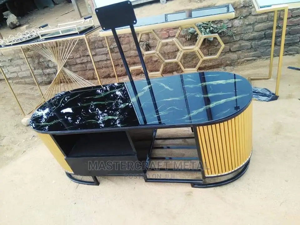 Strong Metallic Glass Table For Sale