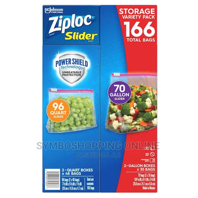 Ziploc Slider Storage Bag, Variety Pack, 166-count