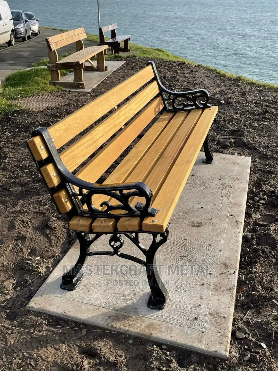 Metal and Wood Outdoor Bench