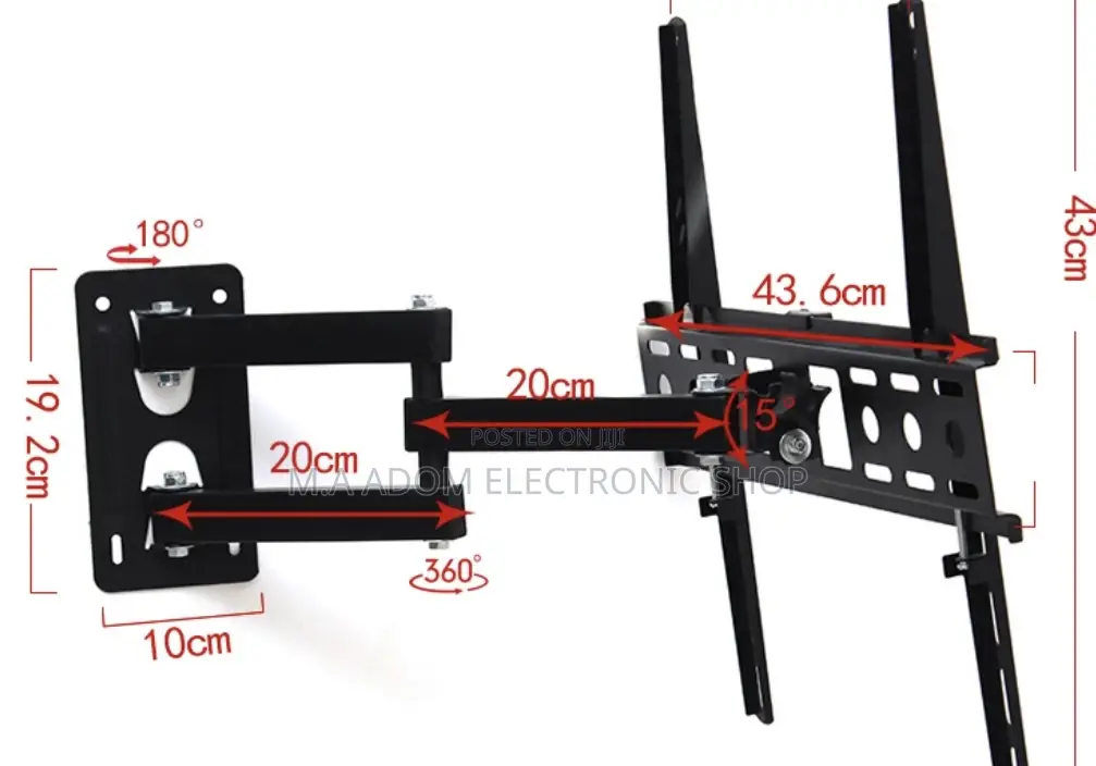 Single Arm Adjustable Wall Mount 32”-55”