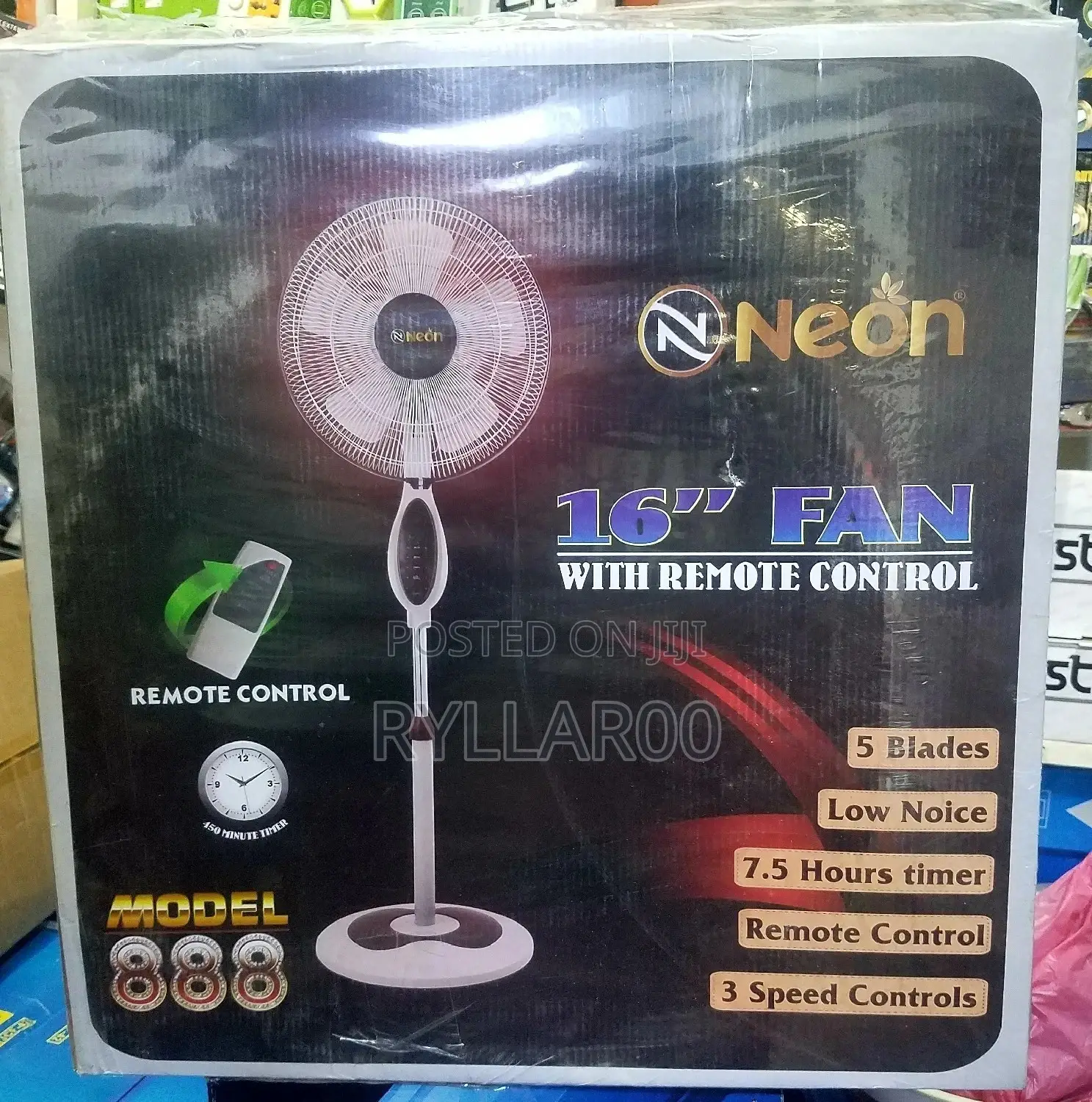 Neon Remote Control Standing Fan
