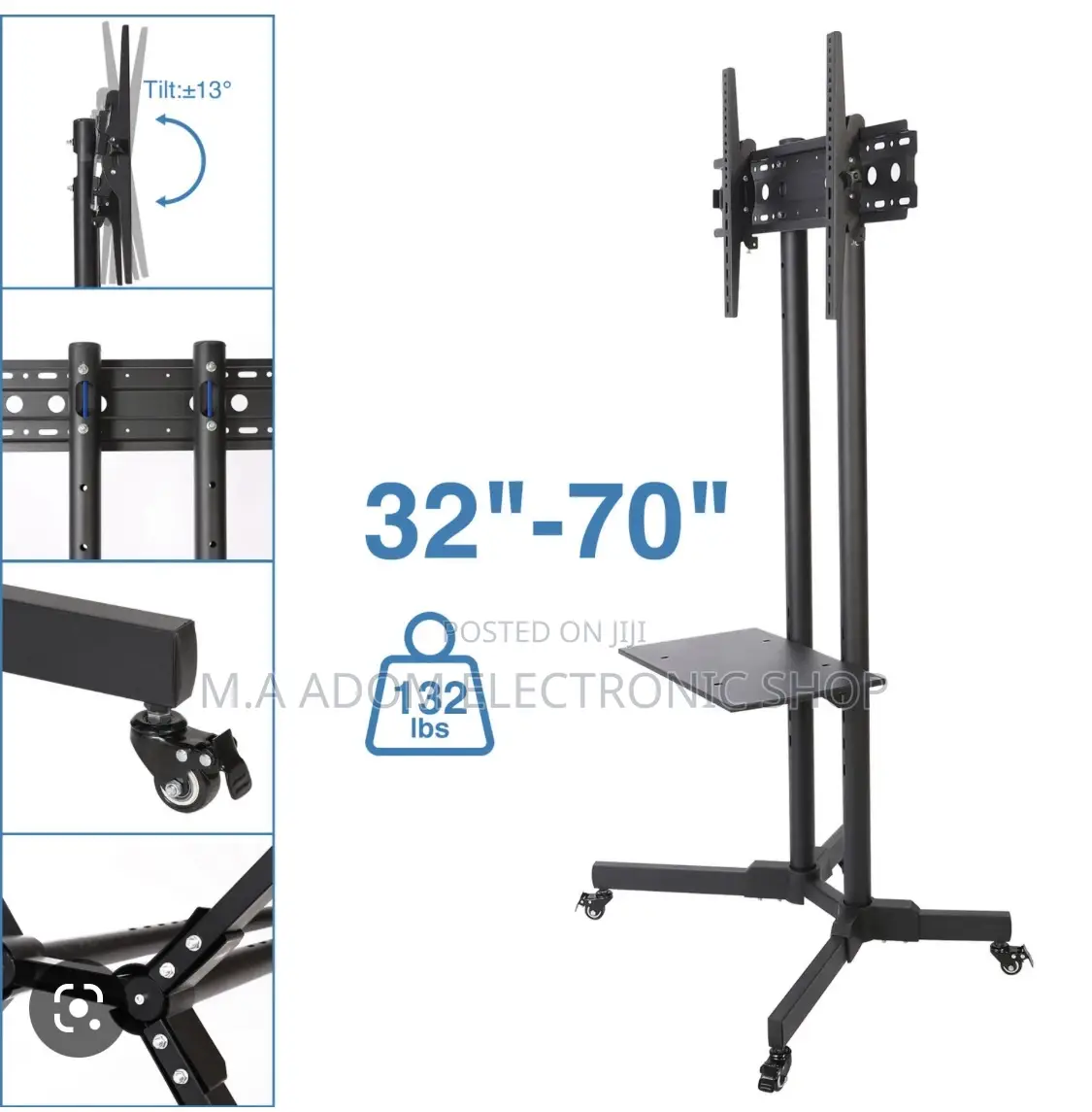 Tv Stand With Rolling Wheels DVD Shelf 32”-70”